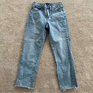 Jcrew essential straight jeans Classic Blue Women's Jeans cropped raw hem 26